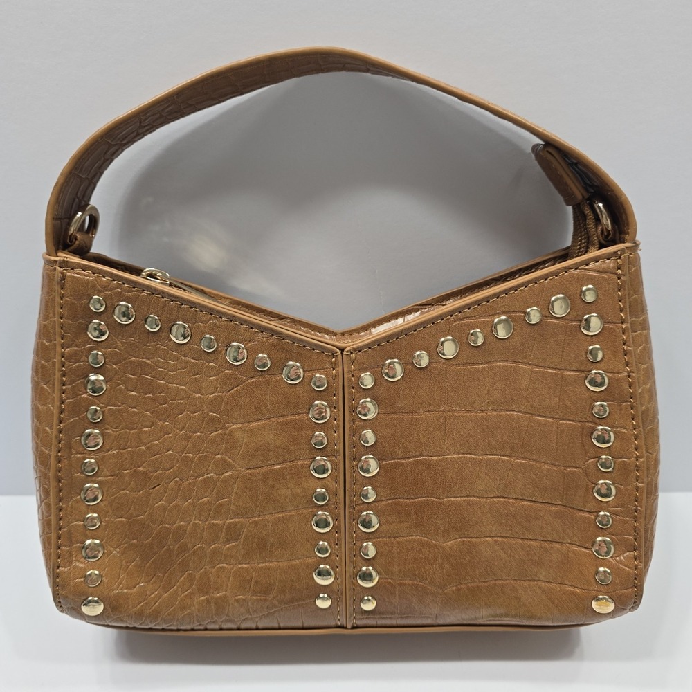 Cato Brown Croc Embossed Studded‎ Shoulder Bag Y2K Mini Handbag Faux Leather